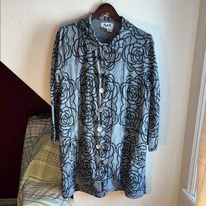 Flax Gray Floral Button-Up Jacket‎